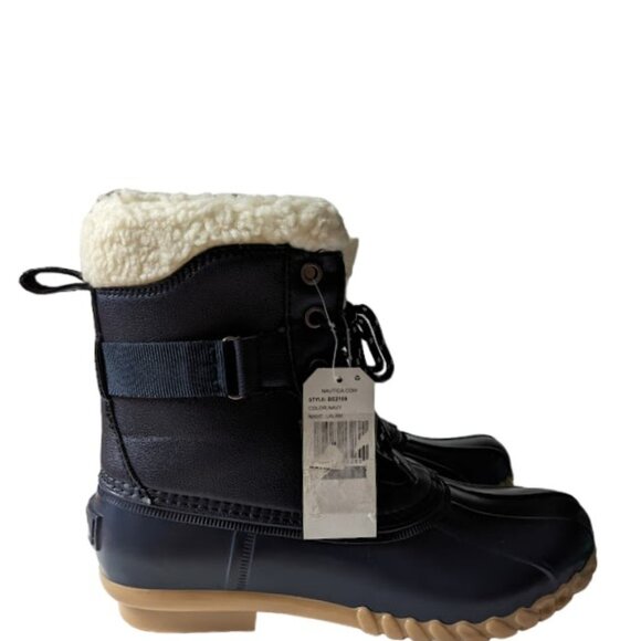 Nautica Women Navy Blue Faux Leather Lace-Up Round Toe Duck Boot Size 9 NWT NWOB - Picture 2 of 7